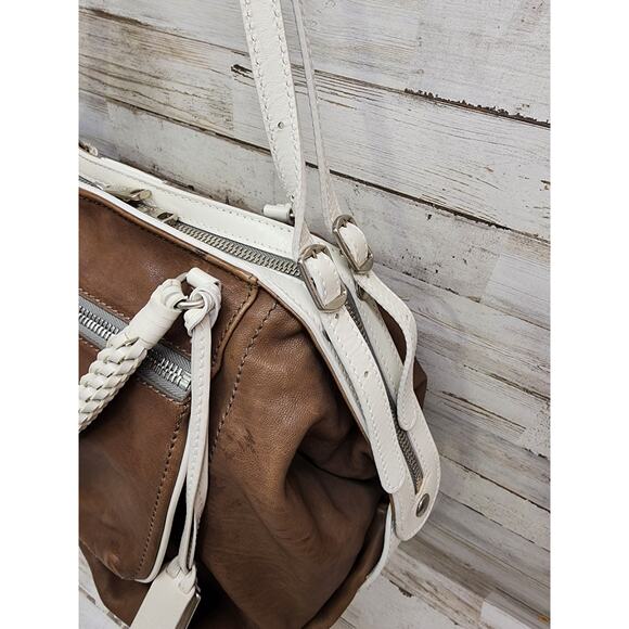Gryson Olivia Brown "Skye" Made In Italy Two Toned Leather Satchel Bag - Picture 8 of 16
